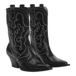 Mango  Leather Cowboy Ankle Boots with Embroidery Seams Black Size 39/ 8.5 Photo 0