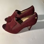 Calvin Klein Kena Nappa 6.5 Cabernet Burgundy Suede Pump Peep Stilettos Booties Photo 2