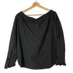 ZARA  Black Off the Shoulder Button Cuff Long Sleeve Blouse M Photo 2