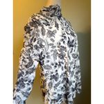 Susan Graver  Floral Print Mock Ruched Sleeve Top m black boho whimsi Victorian Photo 1