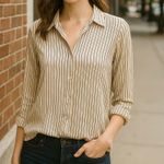 Who What Wear  Striped Ruffle Cuff Blouse S Photo 1