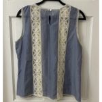 Sundance  Semi Sheer Romantic Boho Silk Blend‎ Sleeveless Top Blue Mia Bella Sz M Photo 1