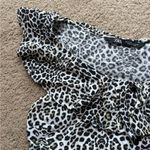 ZARA Ruffled Off Shoulder Animal Print Crop Blouse Top Size Small Photo 2