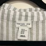 Rachel Zoe Blouse Popover Top Green White Stripe 100% Linen Flax Womens XL Photo 3
