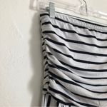 J for Justify Strapless Pockets Black and White Striped Wide Leg Romper Jumpsuit Photo 4