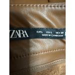 ZARA Women's Brown Faux Vegan Leather Pleated Belted Mini A-Line Skirt Size L Photo 3