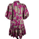 Tyler Böe Leopard Cheetah Print Ruffle Hem Dress Pink Magenta Puff Sleeve XS Photo 6