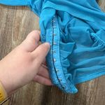 Urban Outfitters Blue Sheer Y2K Mesh Ruched Hook-Front Long Sleeve Stretch Top L Photo 5