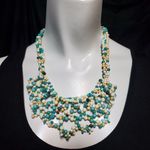NWT Arte Teal, White, & Yellow Necklace & Earrings Blue Photo 1