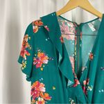 Xhilaration  Large Floral Faux Wrap Ruffle Boho Jewel Tone Dress V Neck Vacation Photo 7