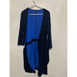 FRNCH  Paris Wrap Dress Size Small Velvet Long Sleeve Black Blue Preppy Winter Photo 7