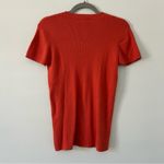 BRASS Orange Fine Rib Knit Cotton Silk Short Sleeve Blouse XL Photo 1