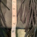 #125 FRINGE Black Vegan Leather Clutch Black Photo 5