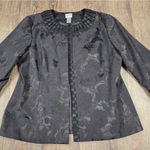 Chico's  Solid Black Shiny Dressy Jacket Cardigan Size 2 - L 12/14 Photo 0