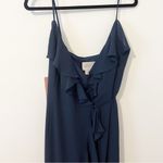 BHLDN NWT Hailee Ruffle-Neck Wrap Georgette Gown Blue Navy Bridesmaids Size 10 Photo 4
