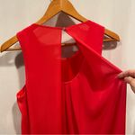 Flowy lipstick red sleeveless rhinestone collar bling top peek a boo back Silver Size M Photo 9