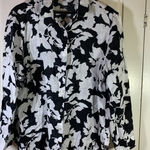 J.Jill Floral Linen Button Down Shirt Long Sleeve L Petite Church Office Summer Black Size undefined Photo 0
