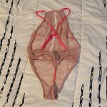 Victoria's Secret  Light Pink Lace High Neck Thong Bodysuit Photo 1