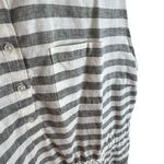 IZOD Gray White Striped Linen Cotton Sleeveless Collared Knee Length Dress XXL Photo 2