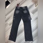 Romwe NWT Black Distressed Grunge Women’s Punk Buckle Cargo Wide Leg Y2K Pants Photo 5