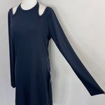 Dual Nature New  Halter Cutout Long Sleeve Dress Ribbed Knit Mini Navy Blue Photo 6