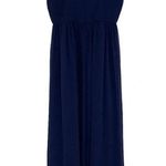 Dessy Thread Spaghetti Strap Chiffon Bridesmaid Dress Front Slit Gown Navy 12 Blue Photo 3