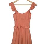 Socialite Smocked Waist Ruffle Strap Sleeveless Cotton Mini Dress Coral S Photo 6