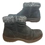 Khombu Boots Women 8M Black Gray Suede Leather Flat Zip Round Toe Winter Travel Photo 0