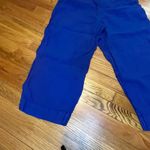 Tahari 100% Linen Blend Wide Leg Cropped Pants Royal Blue Elastic Waist Size L Photo 1