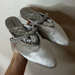 Birdies  The Swan mules flats in silver velour crystal bracelet strap WOMENS 7.5 Photo 0