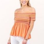 Taylor & Sage  Orange smocked crop top Photo 1