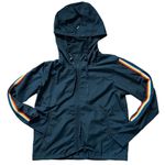 Zyia Active Rainbow Sleeve Bomber Jacket w/ Thumbholes Blue Size Medium Photo 8