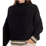 Nanette Lepore  Sweater Womens Medium Black Sherpa Wubby Mock‎ Neck Fleece Photo 0
