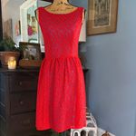 Scarlett  Red and Blue Lace Overlay Fit & Flare Dress Photo 3