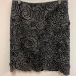 Per Se Skirt Black White Herringbone Floral Wool Blend Size 6 Photo 0