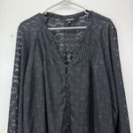 Torrid Black Geo Clip Chiffon Smocked Blouson Sleeve Blouse Size 3X Photo 6