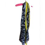 None Grey and blue camouflage print lightweight rectangular scarf with yellow trim Photo 2