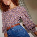 Nation Ltd  Loren Retro Blouse Top Purple Cream XL floral print Feminine dainty Photo 1