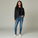 American Eagle American Eagle Corduroy Cropped Shacket Button Down Top Long Sleeve Gray Casual Photo 1