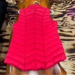 Tangerine Red Quilted Puffer Vest with Stand-Up Collar Photo 6