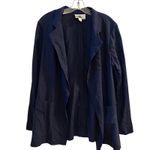 Caslon Women's Navy Blue Linen Blend Open Front Blazer Jacket Size L Photo 1