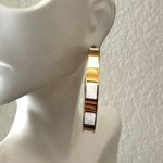 J.Crew gold tone and cream striped hoop earrings Photo 3