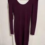 Guess  Maroon Purple Ribbed Knit Long Sleeve Criss Cross Bodycon Sweater Dress S Photo 4