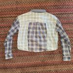 American Eagle PATCHWORK PLAID FLANNEL CROP TOP LONG SLEEVE COUNTRY FARM Photo 4