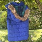 Old Navy Blue Fur Hooded Puffer Vest M Tall Photo 3