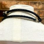 Vintage Braided leather and faux black and white pearl wrap necklace Photo 3