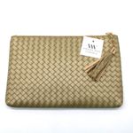 NEW Virginia Wolf Mimi Curateur Golden Woven Clutch Bag Tassel Faux Leather Gold Photo 5