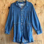 Madewell  Denim Long-Sleeve Rushland Wash Romper Sz L Photo 2