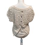 Blu Pepper Vintage Top Womens Small Crochet Overlay‎ Cream Button Back Photo 1