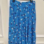 Talbots 8 Blue Rayon Viscose Crepe Cute Buttons Daisy Polka Dots Skirt Photo 2